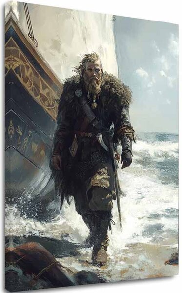 Obraz na plátne Viking na Pobreží - Historický Motív - 60x90 cm