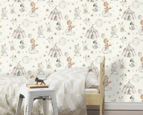 RASCH | Vliesová tapeta na stenu Kids World 2 301922 | 0,53 x 10,05 m | biela