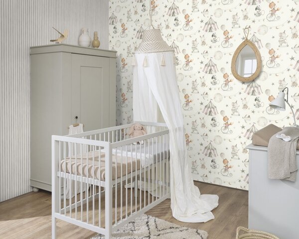 RASCH | Vliesová tapeta na stenu Kids World 2 252767 | 0,53 x 10,05 m | šedá, biela