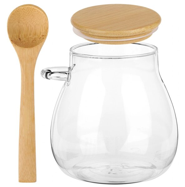 VILDE Sada 2ks pohárov na jogurt / dezert s bambusovým viečkom a lyžicou, 2x440ml