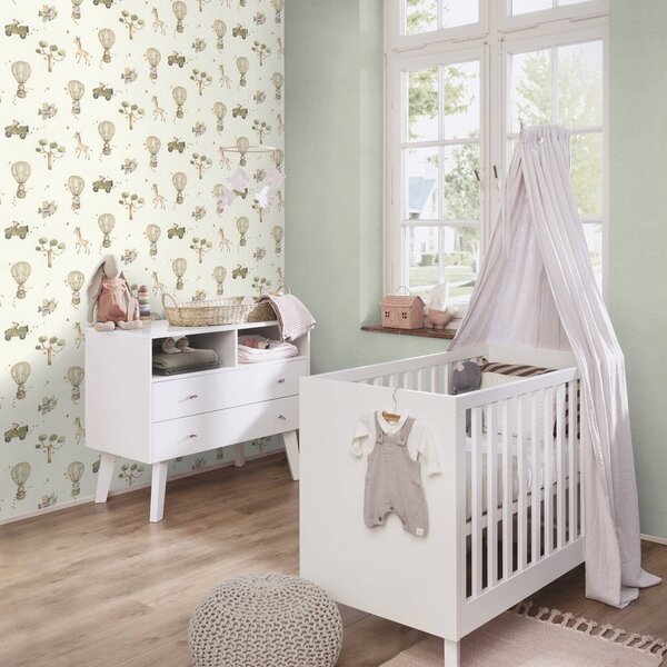 RASCH | Vliesová tapeta na stenu Kids World 2 302011 | 0,53 x 10,05 m | biela
