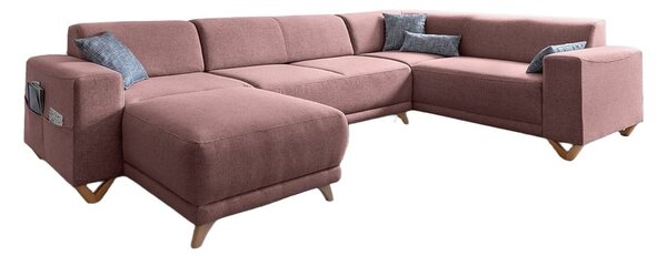 Ružová rozkladacia/s úložným priestorom rohová pohovka (pravý roh/do tvaru "U") Classy Sophie – Miuform