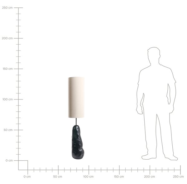 Stojaca lampa čierna keramický podstavec vysoké látkové tienidlo organický moderný štýl obývacia izba spálňa