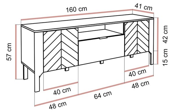 TV STOLÍK SALOME ČIERNY 160 cm