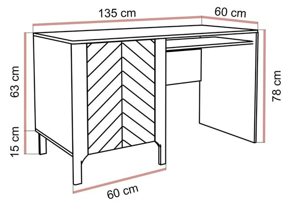 PISACÍ STÔL SALOME KAŠMÍR 135 cm
