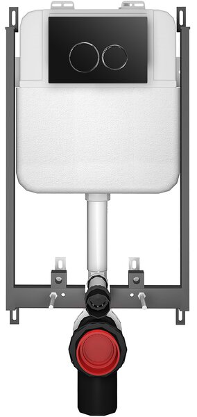 CERANO - Závesné WC s bidetom Cronus Standard - biela lesklá - tlačidlo Prime/Dualo, čierne - na zamurovanie - 59,3x38,4 cm