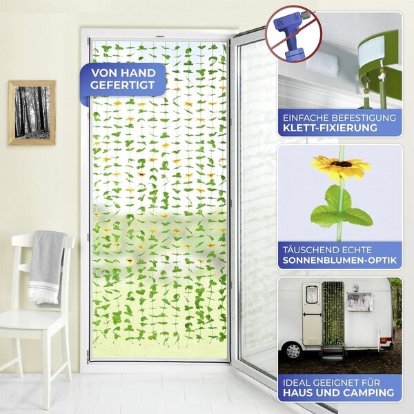 Žltý/zelený záves do dverí 90x190 cm Sunflowers – Maximex