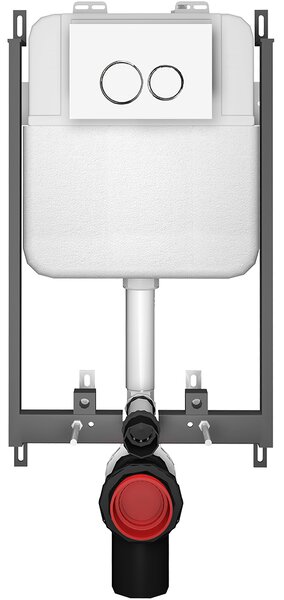 CERANO - Závesné WC s bidetom Cronus Standard - biela lesklá - tlačidlo Prime/Dualo, biele - na zamurovanie - 59,3x38,4 cm