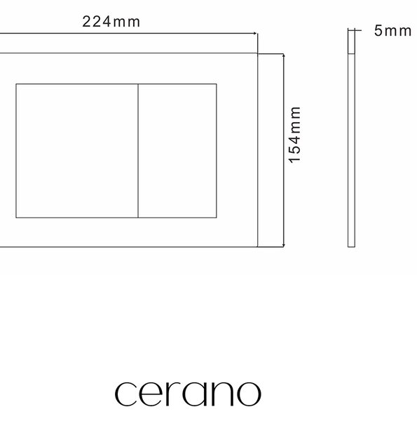 CERANO - Závesné WC s bidetom Cronus Pro - biela lesklá - tlačidlo Prime/Maxio, čierne - na zamurovanie - 59,3x38,4 cm