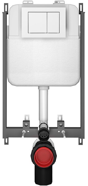 CERANO - Závesné WC s bidetom Cronus Pro - biela lesklá - tlačidlo Prime/Maxio, biele - na zamurovanie - 59,3x38,4 cm