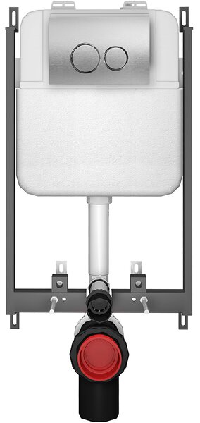 CERANO - Závesné WC s bidetom Cronus Pro - biela lesklá - tlačidlo Prime/Dualo, strieborné - na zamurovanie - 59,3x38,4 cm
