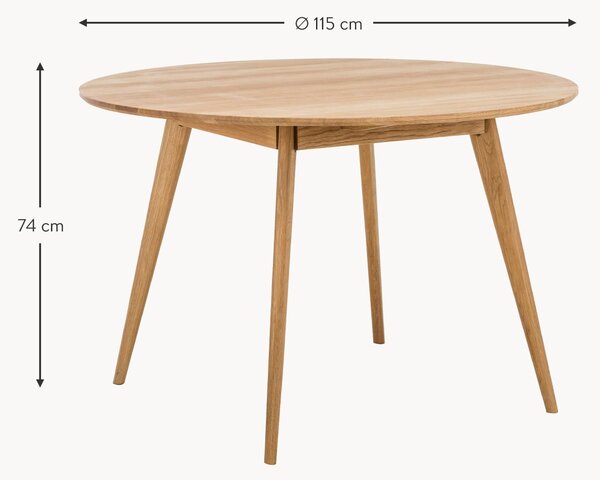 Okrúhly jedálenský stôl z dubového dreva Yumi, Ø 115 cm