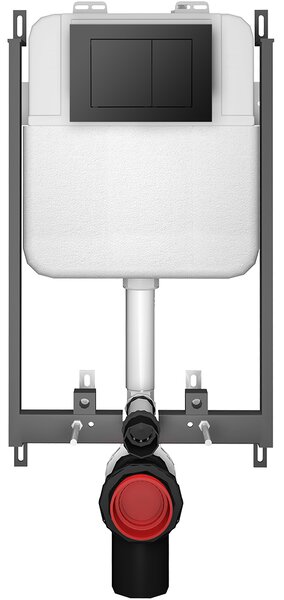 CERANO - Závesné WC s bidetom Cronus Pro - biela lesklá - tlačidlo Prime/Maxio, čierne - na zamurovanie - 59,3x38,4 cm