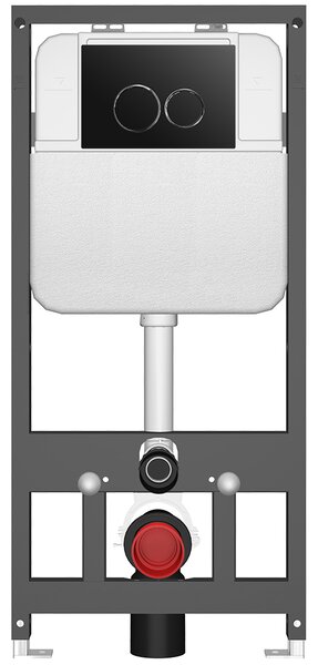 CERANO - Závesné WC s bidetom Cronus Pro - biela lesklá - tlačidlo Prime/Dualo, čierne - závesné - predstenová inštalácia / sadrokartón - 59,3x38,4 cm