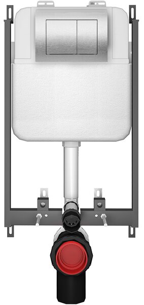CERANO - Závesné WC s bidetom Cronus Pro - biela lesklá - tlačidlo Prime/Maxio, strieborné - na zamurovanie - 59,3x38,4 cm