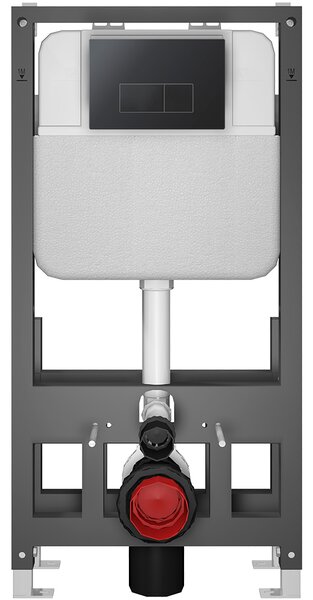 CERANO - Kompletná WC súprava Basic/Cesso - matná čierna - WC tlačidlo Modulo/Čierna - voľne stojace - predstenová inštalácia - 49x36 cm