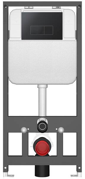 CERANO - Kompletná WC súprava Basic/Cesso - biela lesklá - WC tlačidlo Modulo/Čierna - závesné - predstenová inštalácia - 49x36 cm
