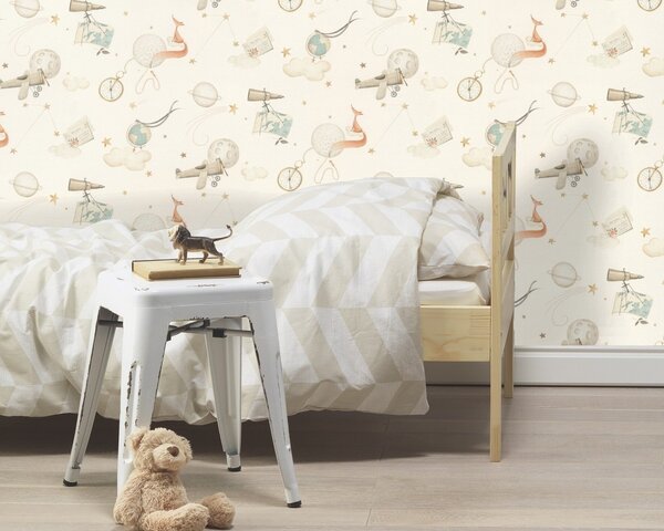 RASCH | Vliesová tapeta na stenu Kids World 2 302219 | 0,53 x 10,05 m | biela