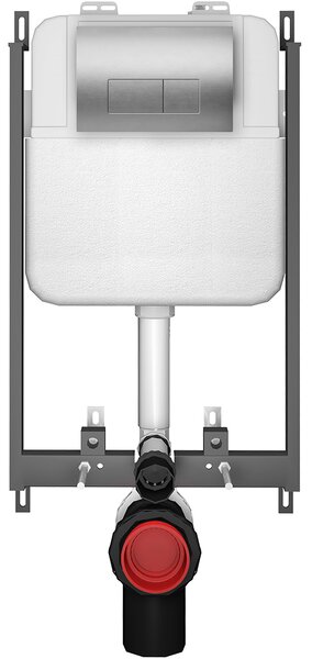 CERANO - Závesné WC s bidetom Cronus Pro - biela lesklá - tlačidlo Prime/Modulo, strieborné - na zamurovanie - 59,3x38,4 cm