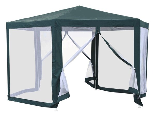 KONDELA Stanový altánok do záhrady, 3,9x2,5x3,9m, zelená/biela, RINGE TYP 1+6 bočných strán