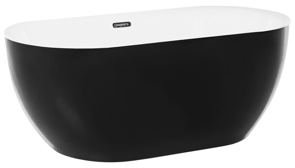 Voľne stojaca vaňa čierna akrylát 150 x 75 cm pre jednu osobu oválny tvar moderný štýl kúpeľňa