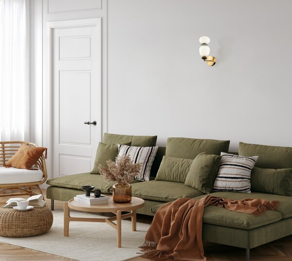 Italux WL-94981-1B-GD LED nástenné svietidlo Evans | 12W integrovaný LED zdroj | 3000K | zlatá | opálová