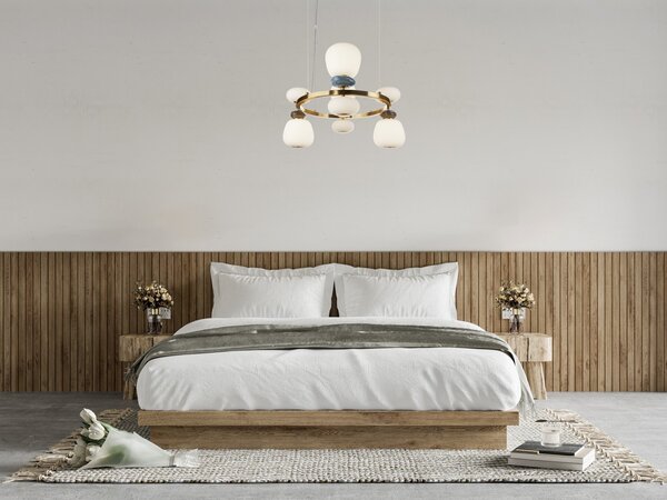 Italux PND-94981-4B-GD LED závesné stropné svietidlo Evans | 33W integrovaný LED zdroj | 3000K | zlatá | opálová
