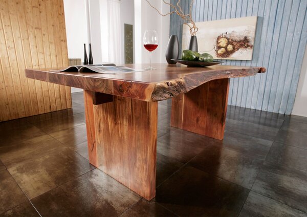 METALL Jedálenský stôl 210x110 cm, akácia