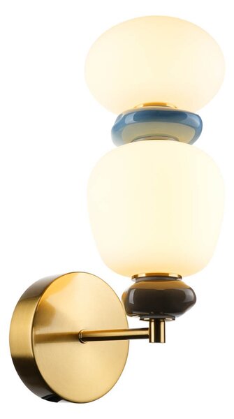 Italux WL-94981-1B-GD LED nástenné svietidlo Evans | 12W integrovaný LED zdroj | 3000K | zlatá | opálová