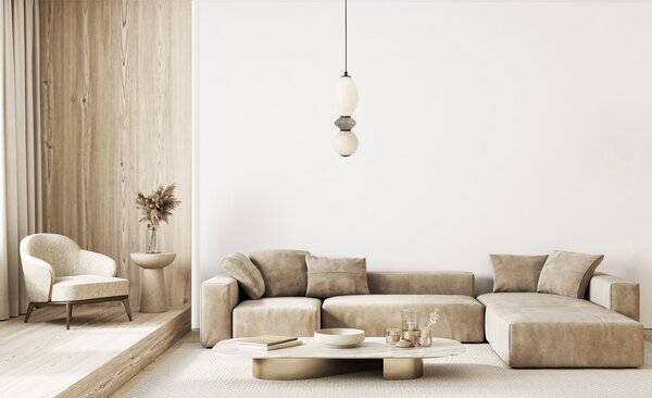 Italux PND-94921-2B-BK LED závesné stropné svietidlo Balos | 12W integrovaný LED zdroj | 3000K | čierna | hnedá | opálová