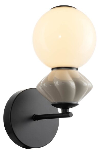 Italux WL-94921-1A-BK LED nástenné svietidlo Balos | 5W integrovaný LED zdroj | 3000K | čierna | sivá | opálová