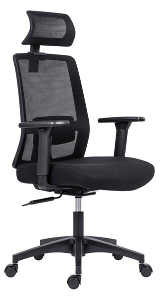 Kancelárska ergonomická stolička DELFO — sieť/látka, čierna