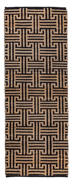 Čierny/v prírodnej farbe ručne tkaný behúň s prímesou juty 80x230 cm Meander Jute – Flair Rugs