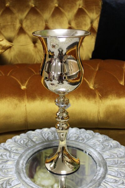 Zlatá luxusná váza s kamienkom 40 cm