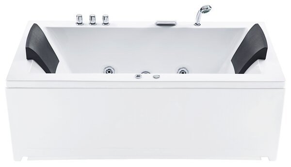 Vírivá vaňa biela sanitárny akrylát 183 x 90 cm pravostranná s masážnymi tryskami a LED svetlami pre 2 osoby
