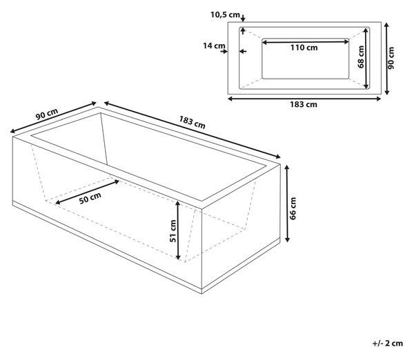 Vírivá vaňa biela sanitárny akrylát 183 x 90 cm pravostranná s masážnymi tryskami a LED svetlami pre 2 osoby