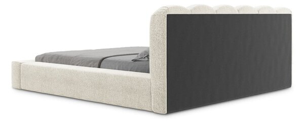 Béžová čalúnená dvojlôžková posteľ s úložným priestorom s roštom 160x200 cm Mano – Makamii