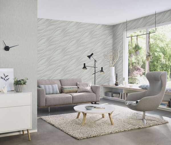 RASCH | Vliesová tapeta na stenu Sky Lounge 608069 | 0,53 x 10,05 m | šedá, strieborná