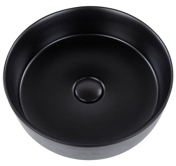 Kúpeľňové umývadlo na dosku čierne keramické okrúhle ⌀ 36 cm moderná kúpeľňa