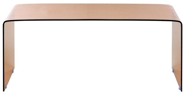 Konferenčný stolík hnedý priehľadné tvrdené sklo 100 x 50 cm minimalistický obdĺžnikový moderný