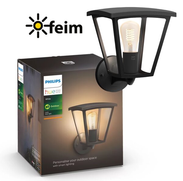 Philips HUE White INARA nástenné exteriérové svietidlo LED E27 7W 550lm 2100K IP44 čierne