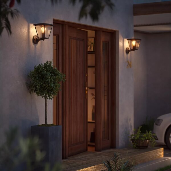 Philips HUE White INARA nástenné exteriérové svietidlo LED E27 7W 550lm 2100K IP44 čierne