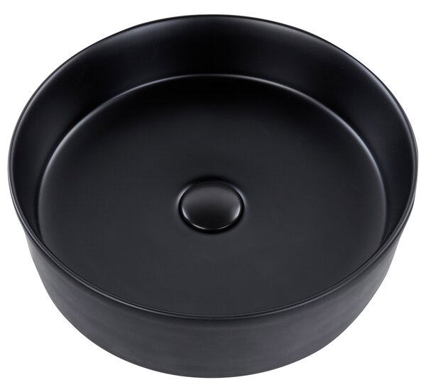Kúpeľňové umývadlo na dosku čierne keramické okrúhle ⌀ 40 cm moderný štýl kúpeľňa