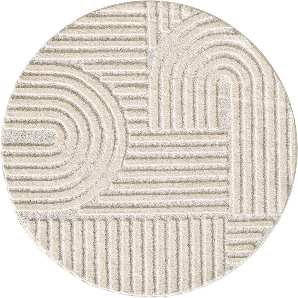 Ayyildiz, Kusový koberec Art 1121 Cream kruh, 120x120 (priemer) kruh, béžová, obývacia izba