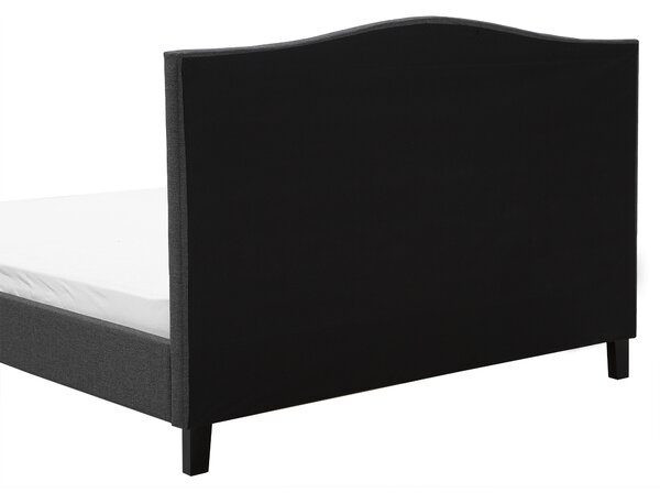 Posteľ sivá látkové čalúnenie 180 x 200 cm čelo s lemovaním farebné LED osvetlenie s roštom klasický štýl