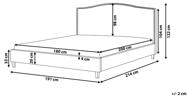 Posteľ sivá látkové čalúnenie 180 x 200 cm čelo s lemovaním farebné LED osvetlenie s roštom klasický štýl