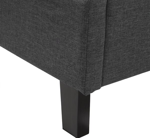 Posteľ sivá látkové čalúnenie 180 x 200 cm čelo s lemovaním farebné LED osvetlenie s roštom klasický štýl