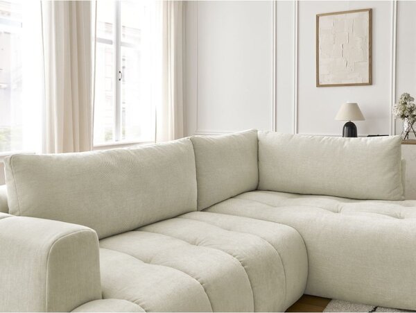 Béžová rozkladacia/s úložným priestorom rohová pohovka (pravý roh/do L) Fuji – Bobochic Paris