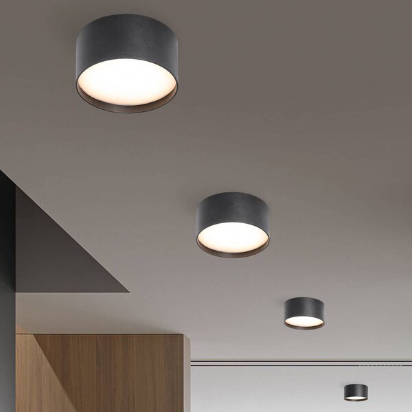 Stropné LED svetlo CMD 9092, Ø 12 cm, antracitová farba, IP44, kov, Čierna, Hliník, Moderný, Závesné svietidlo