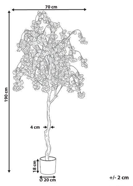 Umelá rastlina v kvetináči ružová čerešňový strom 190 cm dekoratívny doplnok do interiéru